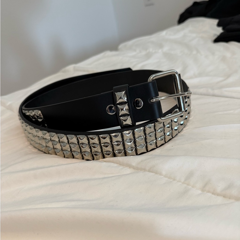 Studded Black and Silver Belt